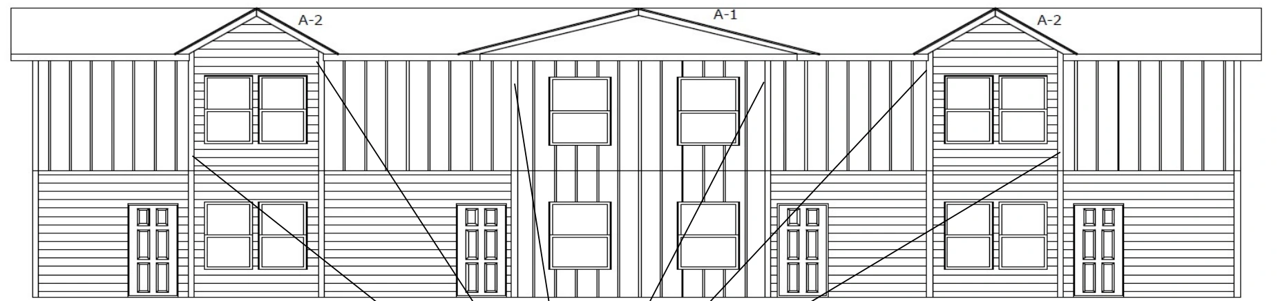 Front elevation of the shared building design for The Grove at Burlington